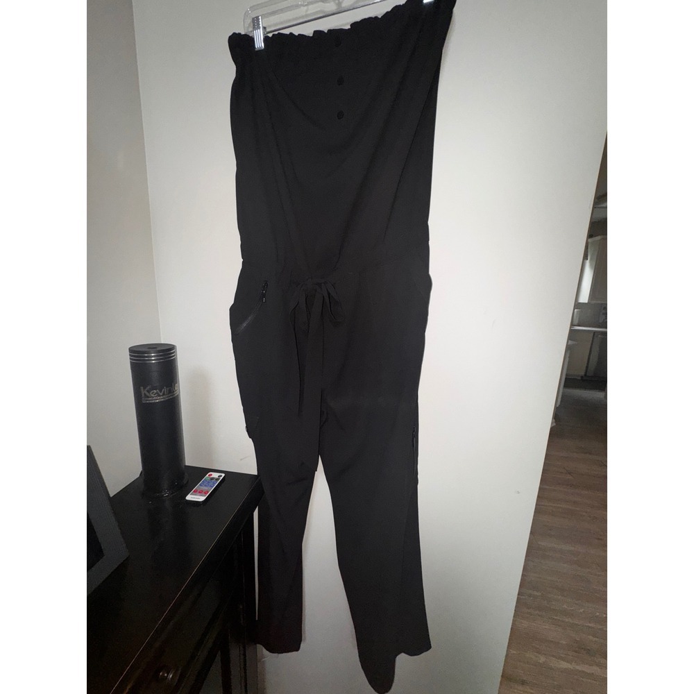Cache Strapless Jumpsuit‎ Wide Leg Drawstring Waist Black Casual Size M